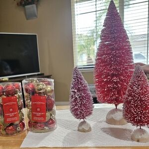 Holiday Ornament Set with Red and Gold Accents